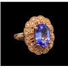 14KT Rose Gold 5.34 ctw Tanzanite and Diamond Ring