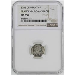 1782 Germany Brandenburg-Ansbach 4 Pence Coin NGC MS65+