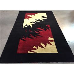 6'X9' Magnificent Modern Hand Knotted Carved Wool Rug