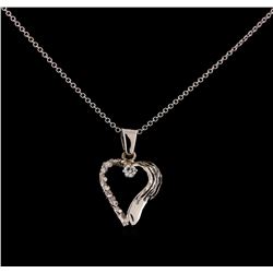 0.08 ctw Diamond Pendant With Chain - 14KT White Gold