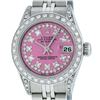 Image 2 : Rolex Ladies Stainless Steel Quickset Pink String Diamond Lugs Datejust Wristwat