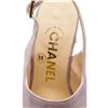 Image 9 : Chanel Lavender Suede CC Open Toe Block Heel Pumps 35