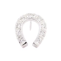 0.72 ctw Diamond Horseshoe Pin - 14KT White Gold