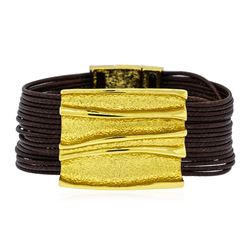 Rectangle Pendant Multi Strand Bracelet - Gold Plated