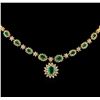 Image 2 : 2.94 ctw Emerald and Diamond Necklace - 14KT Yellow Gold