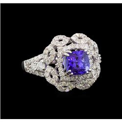 14KT White Gold 1.37 ctw Tanzanite and Diamond Ring