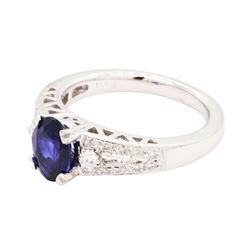 1.53 ctw Sapphire and Diamond Ring - 14KT White Gold