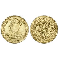 Bogota, Colombia, bust 2 escudos, Charles III, 1783/2JJ.