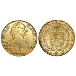 Seville, Spain, bust 8 escudos, Charles III, 1776CF, PCGS VF35.