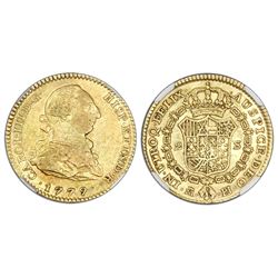 Madrid, Spain, bust 2 escudos, Charles III, 1779/8PJ, unlisted overdate, NGC AU 53.
