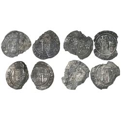 Lot of four Mexico City, Mexico, 4 reales, Charles-Joanna, "Late Series," assayers not visible.