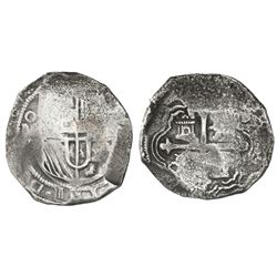 Mexico City, Mexico, cob 8 reales, Philip III, assayer not visible, Grade 3.