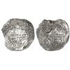 Image 1 : Potosi, Bolivia, cob 8 reales, Philip III, assayer R (curved leg), Grade 3.