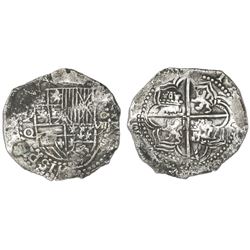 Potosi, Bolivia, cob 8 reales, Philip III, assayer Q, Grade 1.