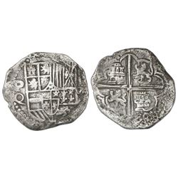 Potosi, Bolivia, cob 8 reales, Philip III, assayer Q, Grade 1.