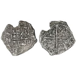 Potosi, Bolivia, cob 8 reales, Philip III, assayer M, Grade 3.