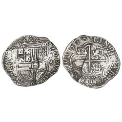 Potosi, Bolivia, cob 8 reales, 1618, assayer not visible, Grade 1.