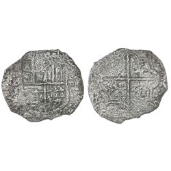 Potosi, Bolivia, cob 8 reales, Philip III, assayer T, Grade 3.