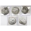 Image 1 : Lot of five Potosi, Bolivia, cob 8 reales, Philip II and III, assayers Q and not visible, Grade 3 (o