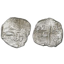 Potosi, Bolivia, cob 4 reales, Philip III, assayer not visible, Grade 2.
