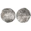 Image 1 : Potosi, Bolivia, cob 8 reales, Philip III, assayer T, quadrants of cross transposed, Grade 1.