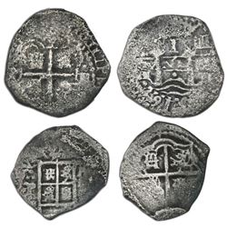 Lot of two Potosi, Bolivia, cob 1R: shield type (1650-51, assayer not visible); 1652E transitional, 