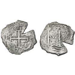 Potosi, Bolivia, cob 4 reales, 1677E.