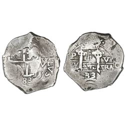 Potosi, Bolivia, cob 8 reales, 1683V.