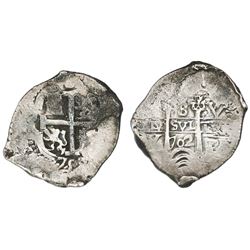Potosi, Bolivia, cob 8 reales, 1702Y.