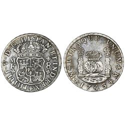 Mexico City, Mexico, pillar 8 reales, Philip V, 1743MF.