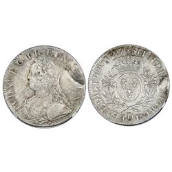 France (Lyon mint), ecu, Louis XV, 1727-D, NGC genuine / La Dramadaire.