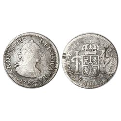 Mexico City, Mexico, bust 1/2 real, Charles IV transitional (bust of Charles III, ordinal IV), 1789F