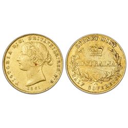 Sydney, Australia (under Great Britain), gold half sovereign, Victoria (young bust), 1861.