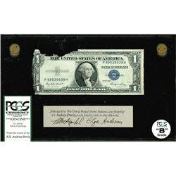 USA, $1 silver certificate, series 1935E, serial P99539939H, salvaged from the Andrea Doria (1956),