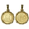 Image 1 : Popayan, Colombia, bust 1 escudo, Charles III, 1777SF, mounted in 18K gold twisted-wire bezel with s
