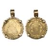 Image 1 : Madrid, Spain, bust 2 escudos, Charles IV, 1803FA, mounted bust-side out in 14K gold rustic-style be