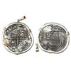 Image 1 : Seville, Spain, cob 8 reales, Philip II, assayer Gothic D at 4 o'clock outside tressure on reverse, 