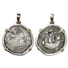 Image 1 : Potosi, Bolivia, cob 8 reales, 1654E, ex-Capitana (1654), mounted cross-side out in silver bezel wit