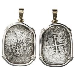 Mexico City, Mexico, cob 8 reales, Philip V, assayer not visible, ex-1715 Fleet, mounted cross-side