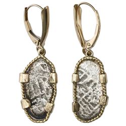 Pair of Mexico City, Mexico, cob 1R, Philip V, assayers not visible, ex-1715 Fleet, mounted in twist