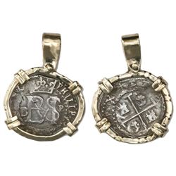 Potosi, Bolivia, cob 1/2 real, Philip II, assayer B (5th period) to left, mintmark P to right, borde