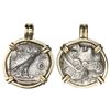 Image 1 : Attica, Athens, AR tetradrachm, 454-404 BC, "owl," mounted owl-side out in 14K gold bezel with fixed