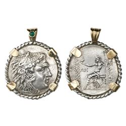 Thrace, Odessus, AR tetradrachm, 120-90 BC, Ptolemy X, mounted head-side out in twisted-wire silver