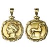 Image 1 : Zeugitania, Carthage, EL stater, ca. 310-290 BC, mounted head-side out in twisted-wire 18K gold beze