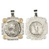 Image 1 : Roman Empire, AR denarius, Septimius Severus, 193-211 AD, mounted head-side out in square silver bez