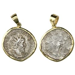 Roman Empire, AR antoninianus, Postumus, struck 262/265 AD, Cologne mint, mounted in 18K gold bezel