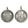 Image 1 : Mexico City, Mexico, pillar 8 reales, Charles III, 1769MF, mounted in twisted-wire silver bezel with