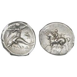 Calabria, Taras, AR didrachm, ca. 281-240 BC, NGC Ch VF.