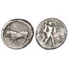 Image 1 : Lucania, Poseidonia, AR stater, 480-400 BC, Poseidon and bull.