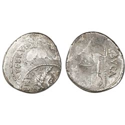 Roman Republic, AR denarius, Julius Caesar, 44 BC, off-center double-strike (rare), ex-Bir.